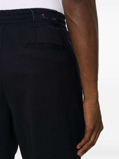 logo-patch cotton tapered trousers